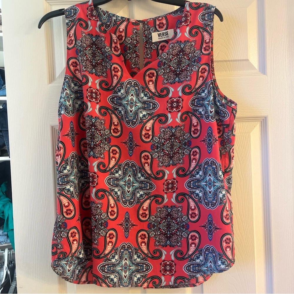 Verse Women's Paisley Sleeveless Blouse Size Large